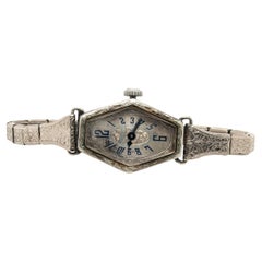 Art Deco Ladies Manfred 17 Jewel Wrist Watch 14K Rolled Gold 1940's Flowers