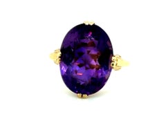 Art Deco Amethyst Cocktail Ring Gem Quality 9ct Oval Cut Antique 14K Original 19