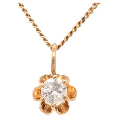 Brand New Diamond Solitaire Pendant .20ct Mined Round Brilliant 14K Buttercup