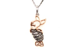 Disney Treasures Winnie the Pooh Piglet Diamond Necklace 10K Rose Gold Sterling
