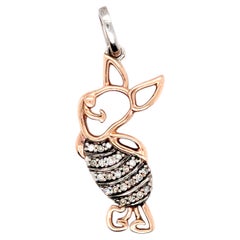 Disney Treasures Winnie the Pooh Piglet Diamond Necklace 10K Rose Gold Sterling