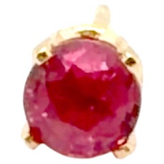 Ruby Single Stud Earring .25ct Round 14K Yellow Gold July Birthstone