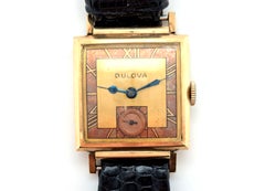 Art Deco Bulova Mens Wrist Watch 21 Jewels 1940's Vintage Antique 10K GF