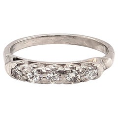 Art Deco Diamond Platinum Wedding Band Anniversary Ring .25ct 1930's-1940's