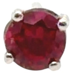 Single Lab Created Ruby Stud Earring .25ct Round Cut 14K White Gold