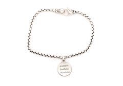 John Hardy JAI Cross Charm Bracelet Sterling Silver 7.25 Inch Box Chain