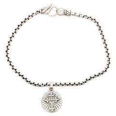 John Hardy JAI Cross Charm Bracelet Sterling Silver 7.25 Inch Box Chain
