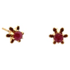 Ruby Stud Earrings .25cttw Round Red Gemstone 14K Yellow Gold