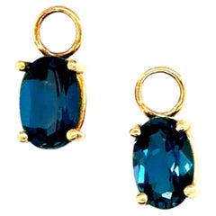 Blue Topaz Earring Enhancers 1.25cttw Oval 14K Yellow Gold December Birthstone