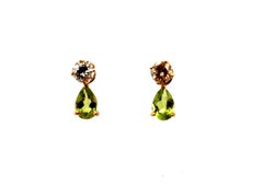 Peridot Earring Enhancers 1.00ct Pear Cut 14K Yellow Gold Jackets Drops