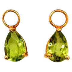 Peridot Earring Enhancers 1.00ct Pear Cut 14K Yellow Gold Jackets Drops