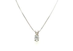 Colgante solitario con diamante ovalado extraído de una mina, 0,44 ct, F, SI1, oro blanco de 14K