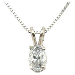 Colgante solitario con diamante ovalado natural de 0,40 ct, D-E, SI2, en oro blanco de 14K