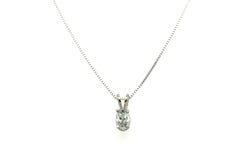 Colgante solitario con diamante ovalado natural de 0,40 ct, D-E, SI2, en oro blanco de 14K