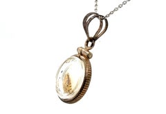 Gold Nugget Pendant Necklace Pure 24K Yellow Gold Sterling Silver Holder