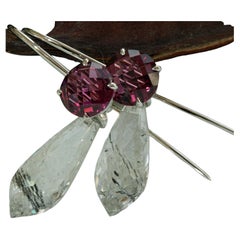 Boucles d'oreilles en rhodolite 18 carats avec pendentif détachable Mania<unk>