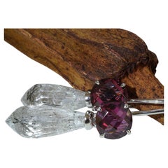 18K White Gold Rhodolite Drop Earrings, 4.96ct, Designer Schmuckzicke