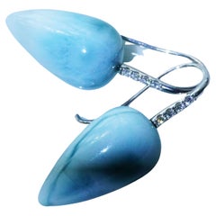 Larimar Brilliant Earrings White Gold Cloudy Sky from the Dominican Republic