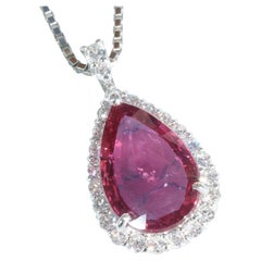 Certificado AIGS 3,03 ct Colgante de Rubí Brillante sin calentar Mozambique 950 Platino