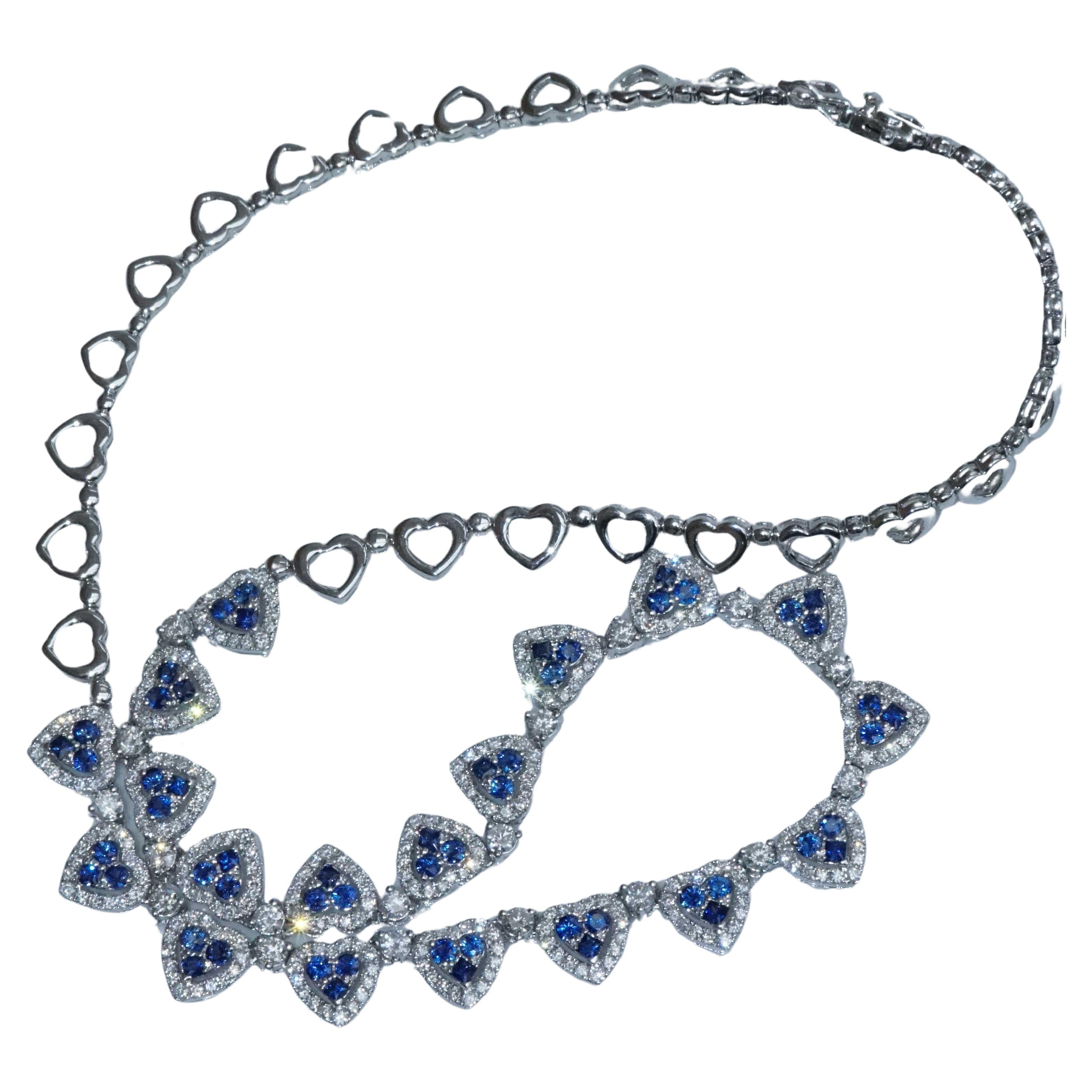 Brilliant Saphir Halskette 4.4/ 3 ct endlose Herzen Luxusschmuck für Träumer 