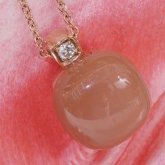 Moonstone Brilliant Pendant with Chain 18 kt Rose Gold perfekt floating Effect