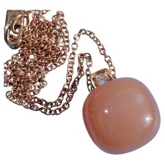 Moonstone Brilliant Pendant with Chain 18 kt Rose Gold perfekt floating Effect