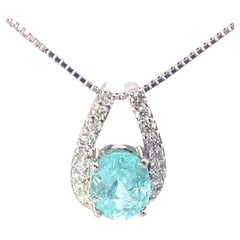 Paraiba Tourmaline Pendant Platinum with Chain 1.22 ct 0.28 ct Lagune Color