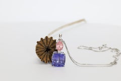 COLORWONDER Tanzanite Rhodochrosite Pendant w. Chain 10 / 2 ct AAA+ Platinum
