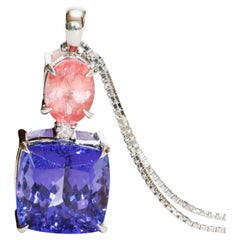 COLORWONDER Tanzanite Rhodochrosite Pendant w. Chain 10 / 2 ct AAA+ Platinum