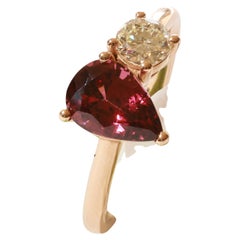 Rhodolite Brilliant Ring 750 Rose Gold 1.67 ct 0.25 ct Great Design to combine