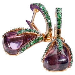 18kt Rose Gold AAA+ Amethyst Tsavorith Dangle Chandelier Earrings fancy Special