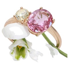 Toi et Moi Ring by Schmuckzicke, 750 Rose Gold, Pink Chadikistan Spinel &Diamond