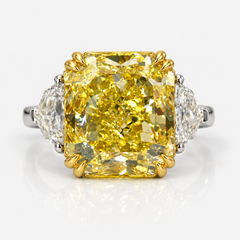 9.03ct GIA Certified Fancy Intense Yellow Radiant Cut Diamond Engagement Ring