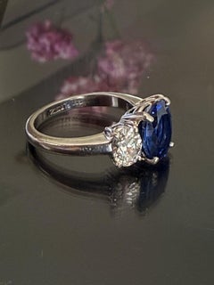 Le Vian Platinum Cushion-Cut Sapphire and Diamond Ring, GIA Certified