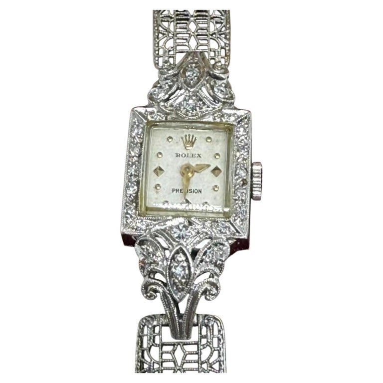 Rolex Art Deco Platinum and Diamond Rolex Ladies’ Mechanical Bracelet Watch circa 1925
