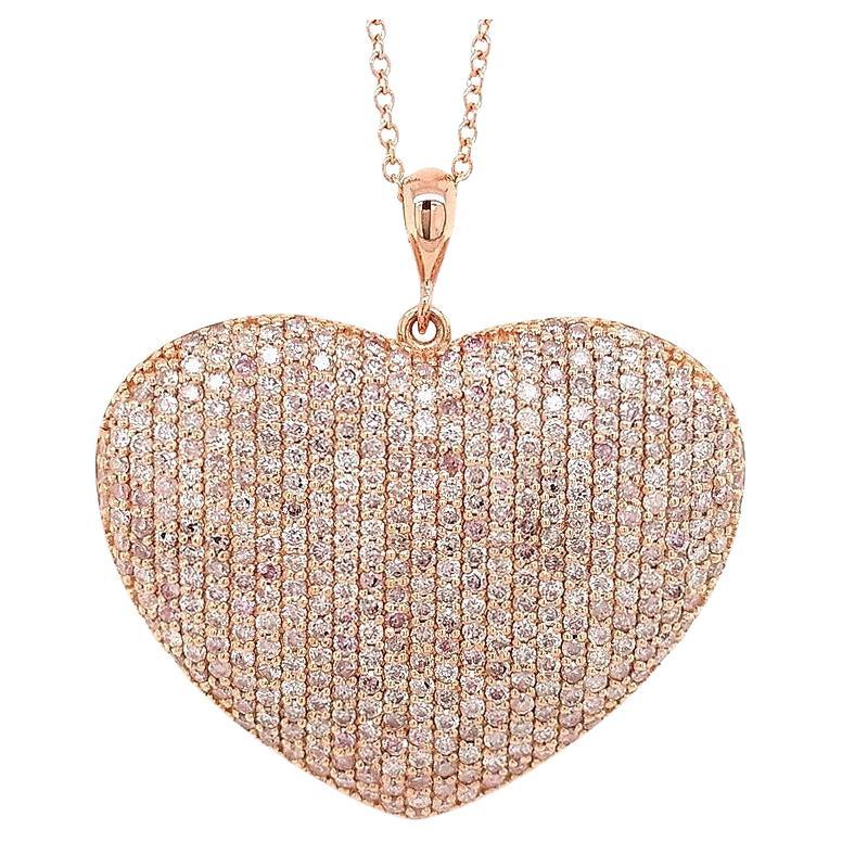 NO RESERVE PRICE- 2.00ct Natural Pink Diamond Heart Pendant 14k Rose Gold 