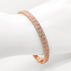 IGI Certified 4.40 Carat Round Brilliant Pink Diamond Bracelet 14K Rose Gold