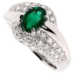 IGI Certified 0.63ct Natural Zambia Emerald and 0.63ct Natural Diamonds Ring