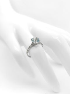 NO RESERVE 1.47CTW Aquamarine and Diamond Engagement 14K White Gold Ring
