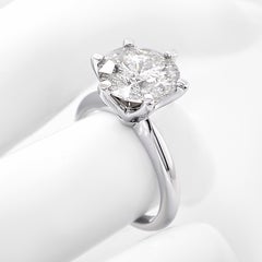Certificado IGI - 3.62ct Anillo Solitario de Diamante Redondo 14k Oro Blanco