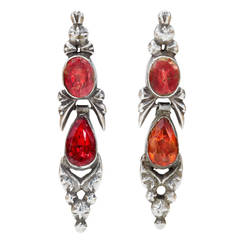 Past Era Late 18th Century Iberian Silver and Red Paste Pendeloque Earrings 9