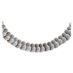 Past Era German Sterling Silver Leaf Collar Necklace 12