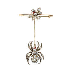 German Art Deco Paste Spider and Fly Pin