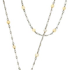 Past Era Edwardian Pearl Open Link Platinum Chain 2