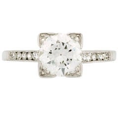 Art Deco 1.01 Carat GIA Cert Diamond Platinum Solitaire Engagement Ring