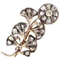 Late Victorian Paste Sterling Silver Flower Brooch