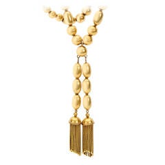 Victorian Gold Bead Tassel Necklace
