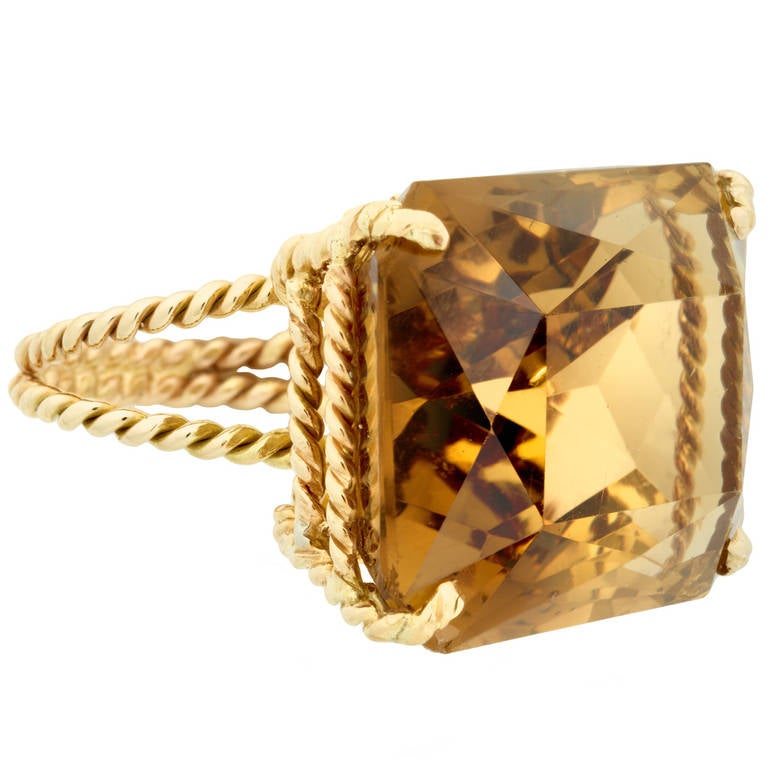 Citrine Gold Rope Ring