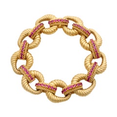 Tiffany & Co. 18k Yellow Gold Heavy Link Bracelet with Rubies