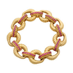 Past Era Tiffany & Co. Ruby Gold Heavy Link Bracelet 3